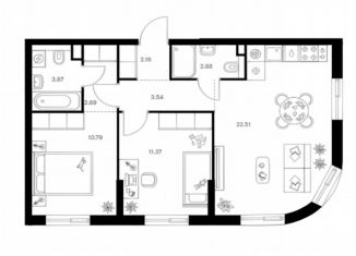 Продажа 2-ком. квартиры, 60 м2, Татарстан, улица Нурсултана Назарбаева, 8