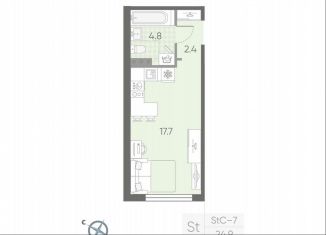 Квартира на продажу студия, 24.9 м2, посёлок Шушары