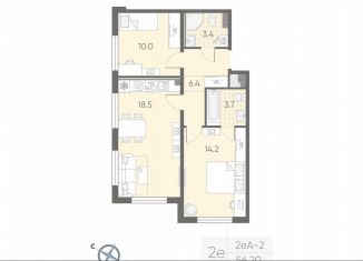 2-комнатная квартира на продажу, 56.2 м2, посёлок Шушары