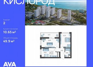 Двухкомнатная квартира на продажу, 49.9 м2, Сочи, микрорайон Бытха