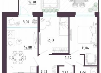 Продажа 2-ком. квартиры, 73.1 м2, Тула, Пряничная улица, 9