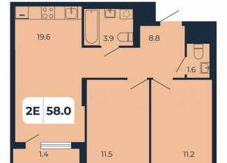 Продаю двухкомнатную квартиру, 58 м2, поселок Верхнетемерницкий, Орбитальная улица, 16К
