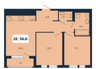 Продаю 2-комнатную квартиру, 56.6 м2, поселок Верхнетемерницкий, Орбитальная улица, 16К