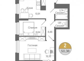 Продажа 2-комнатной квартиры, 50.4 м2, Республика Башкортостан, Ботаническая улица, 10