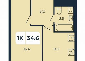 Продажа 1-комнатной квартиры, 34.6 м2, поселок Верхнетемерницкий