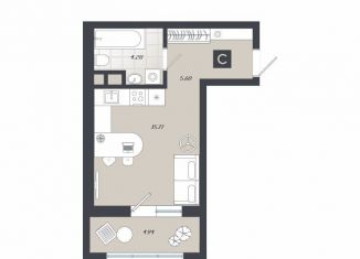 Продаю квартиру студию, 30.3 м2, Тобольск, переулок Радищева, 17