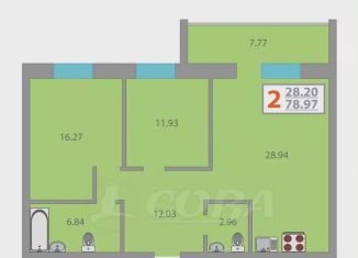 Продаю 2-комнатную квартиру, 79.3 м2, Тюмень, улица Николая Фёдорова, 26, ЖК Орион
