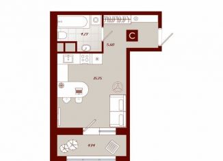Продаю квартиру студию, 30.3 м2, Тобольск, переулок Радищева, 17