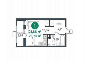 Продаю квартиру студию, 21.9 м2, деревня Дударева, улица Сергея Джанбровского, 27к1
