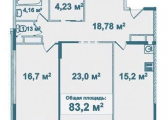 Продам двухкомнатную квартиру, 83.3 м2, деревня Болтино, улица Баздырева, 19, ЖК Болтино