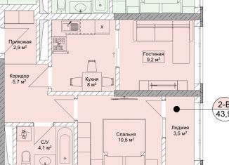 2-комнатная квартира на продажу, 43.9 м2, Грозный, проспект Ахмат-Хаджи Абдулхамидовича Кадырова, 154, Байсангуровский район