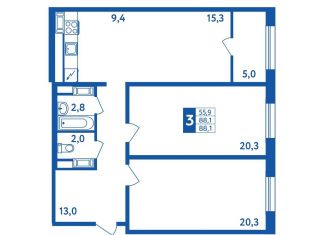 Продам 2-комнатную квартиру, 88.1 м2, Республика Башкортостан