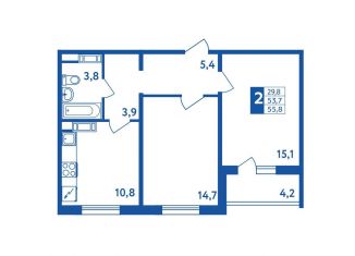 Продается двухкомнатная квартира, 55.8 м2, Республика Башкортостан