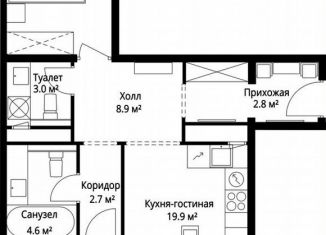 Продажа 2-комнатной квартиры, 65.9 м2, деревня Сапроново, микрорайон Купелинка, 7, ЖК Эко Видное 2.0