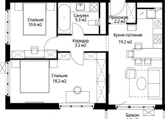 Продажа двухкомнатной квартиры, 59.8 м2, деревня Сапроново, микрорайон Купелинка, 7, ЖК Эко Видное 2.0