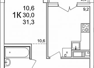 Продаю 1-ком. квартиру, 31.3 м2, деревня Анкудиновка, ЖК КМ Анкудиновский Парк