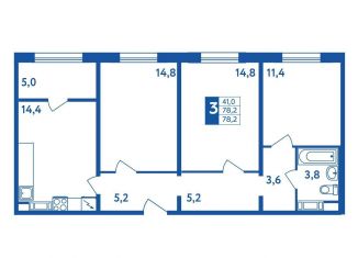 Продаю трехкомнатную квартиру, 78.2 м2, Республика Башкортостан