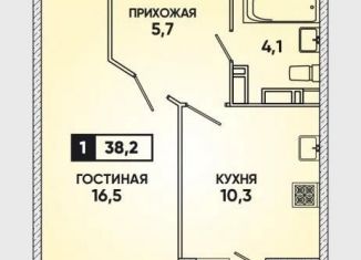 Продаю однокомнатную квартиру, 38 м2, Краснодар, улица Григория Булгакова, 6, микрорайон Достояние
