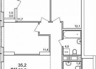 Продам трехкомнатную квартиру, 69.7 м2, деревня Анкудиновка, ЖК КМ Анкудиновский Парк