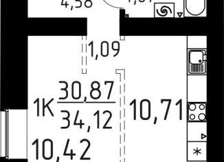 Продам 1-ком. квартиру, 34.1 м2, Томск, улица Вершинина, 58к2
