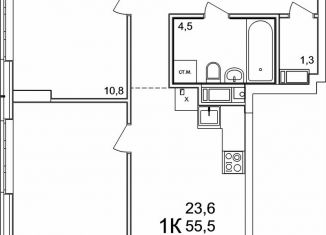 Продажа 2-комнатной квартиры, 56.6 м2, деревня Анкудиновка, ЖК КМ Анкудиновский Парк