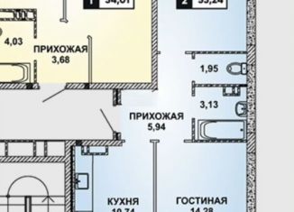 Продам 2-ком. квартиру, 53 м2, Краснодар, улица Григория Булгакова, 6, микрорайон Достояние