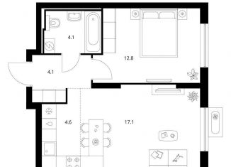 1-комнатная квартира на продажу, 42.7 м2, Ярославль, ЖК Волга Парк, жилой комплекс Волга Парк, 2В