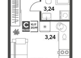 Квартира на продажу студия, 21 м2, Барнаул, улица Зелёная Роща, 11