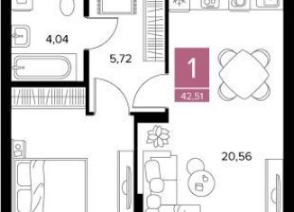 Продается 1-ком. квартира, 42.5 м2, Рязань