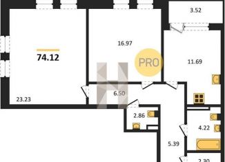 Продаю 2-ком. квартиру, 74.1 м2, Воронеж