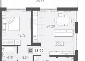 Продам 1-ком. квартиру, 71.1 м2, Тюмень