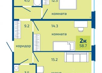 Продаю 2-комнатную квартиру, 58.7 м2, Пермский край