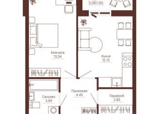 Продается однокомнатная квартира, 38.28 м2, Пермь, Дзержинский район