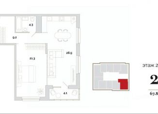 Продам 2-комнатную квартиру, 67.8 м2, Пенза