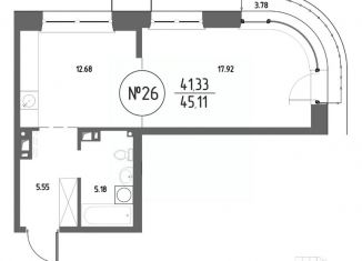 Продаю 1-комнатную квартиру, 45.11 м2, Иркутская область