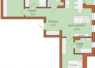 Трехкомнатная квартира на продажу, 87.09 м2, Калининградская область
