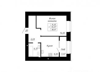 Продаю 1-комнатную квартиру, 38.07 м2, Стерлитамак