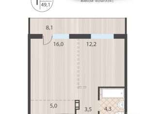 Продам 1-ком. квартиру, 49.1 м2, Иркутск