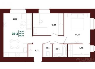 2-ком. квартира на продажу, 67.13 м2, Пенза