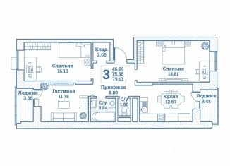 Продаю 3-ком. квартиру, 79.13 м2, Московская область