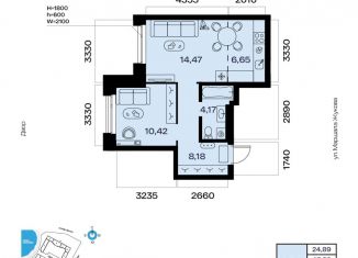 Продается 2-комнатная квартира, 43.89 м2, Уфа