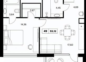 Продажа 2-ком. квартиры, 53.12 м2, Краснодарский край, улица Семашко, 37Ак2