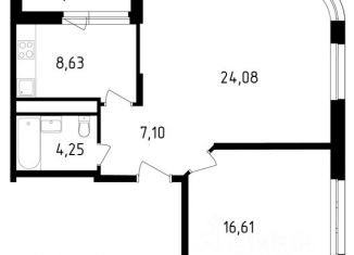 Продается 2-комнатная квартира, 62.24 м2, Москва
