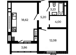 1-комнатная квартира на продажу, 45.1 м2, посёлок Доброград, улица Благополучия, 2к2