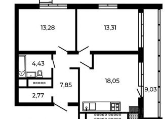 2-комнатная квартира на продажу, 64.2 м2, посёлок Доброград, улица Благополучия, 2к1