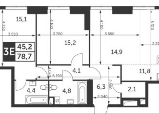 Продам трехкомнатную квартиру, 78.7 м2, Москва, ЖК Архитектор