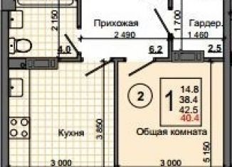 Продается однокомнатная квартира, 41 м2, село Белоглинка, ЖК Грэсовский, Парковая улица, 2к1