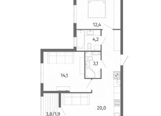 Продам трехкомнатную квартиру, 62.5 м2, Калининград, улица Маршала Борзова, 107, ЖК Альпы