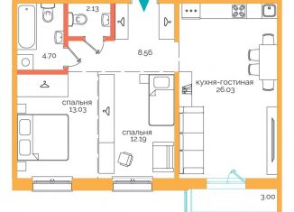Продам 2-комнатную квартиру, 69.6 м2, Иркутск, Ленинский округ, Пулковский переулок, 28