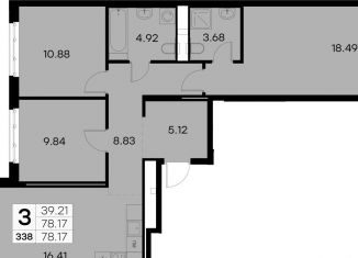4-комнатная квартира на продажу, 78 м2, Санкт-Петербург, улица Шкапина, 42, муниципальный округ Екатерингофский